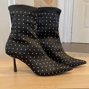 Black Heeled Boots with Crystals
